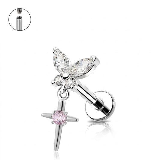 Strieborný Motýľ s Krížikom 'Titanium'