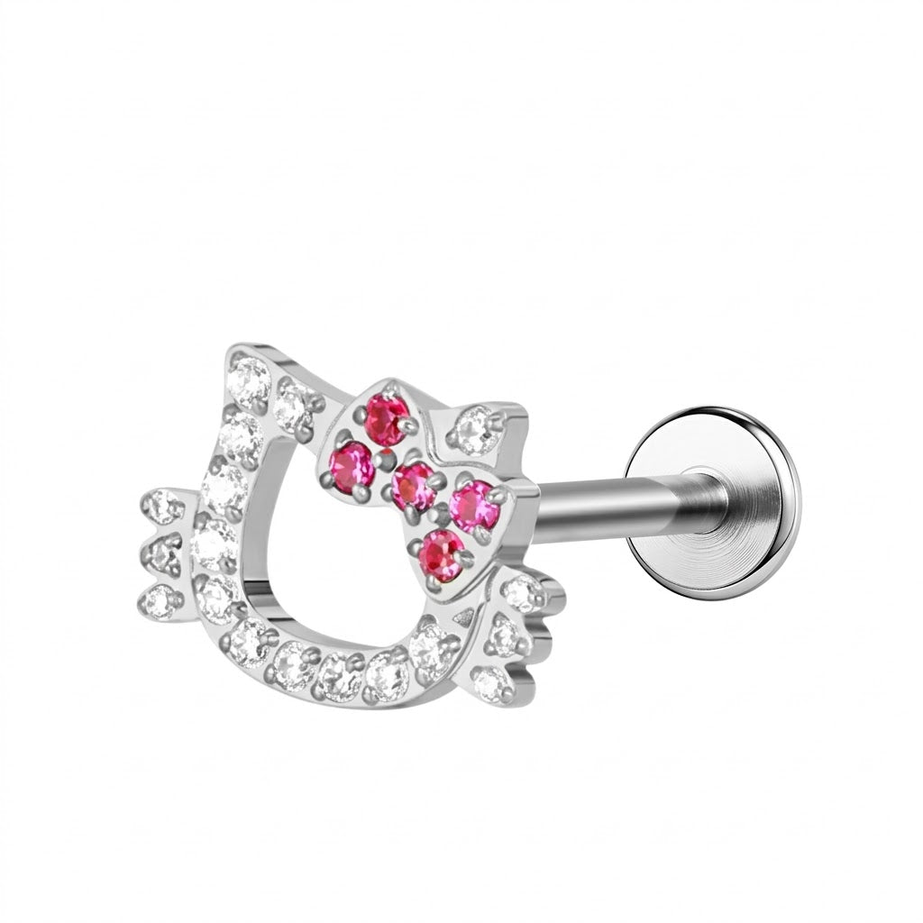 Hello Kitty argintie cu fundă roz „Titanium”