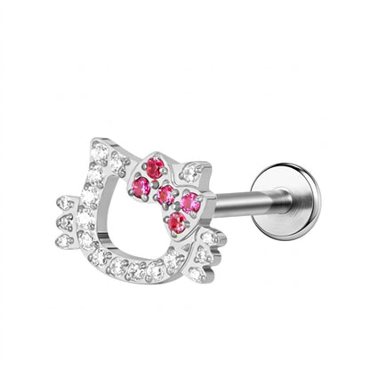 Hello Kitty argintie cu fundă roz „Titanium”