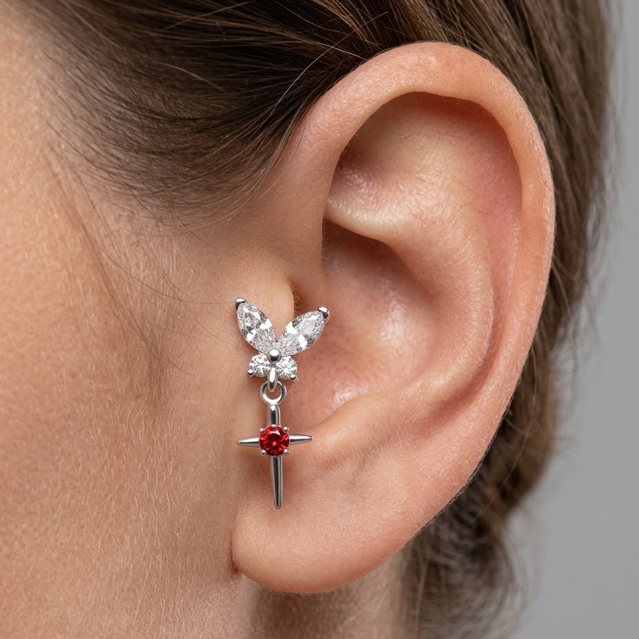 Fluture stelar cu rubin „Titanium”