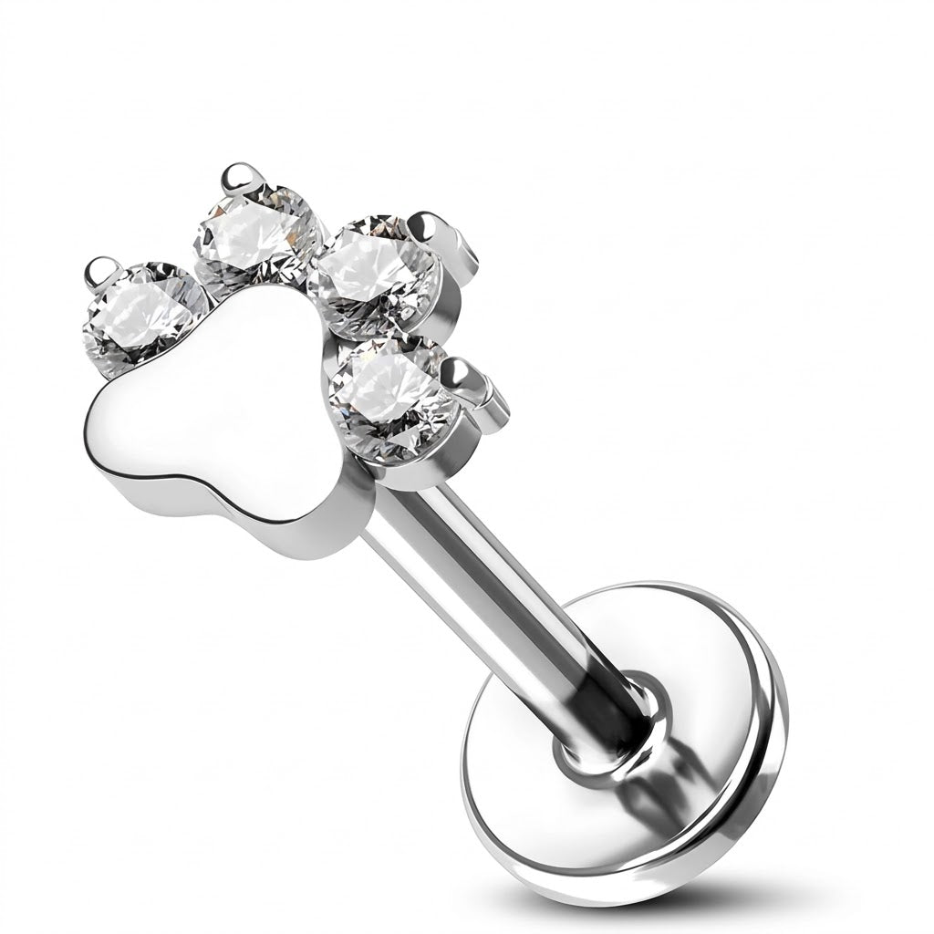 Labret din argint „Crystal Paw”