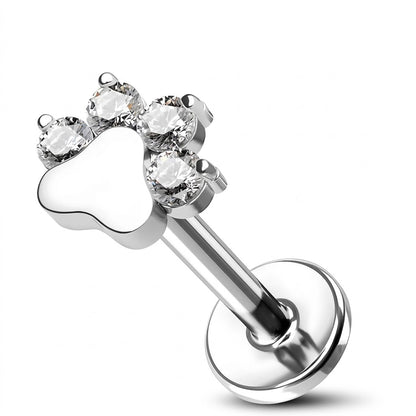 Labret din argint „Crystal Paw”